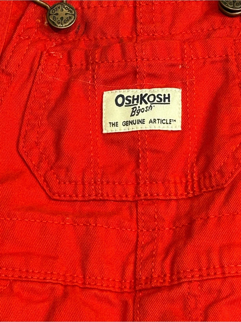 OshKosh B'gosh Bright Red Girls Short Overalls with Lace Trim 6 mos